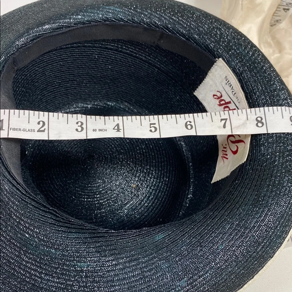 Elegant Vintage Black Hat by Mr. Philippe of France, with Feather Detail - Picture 7 of 8